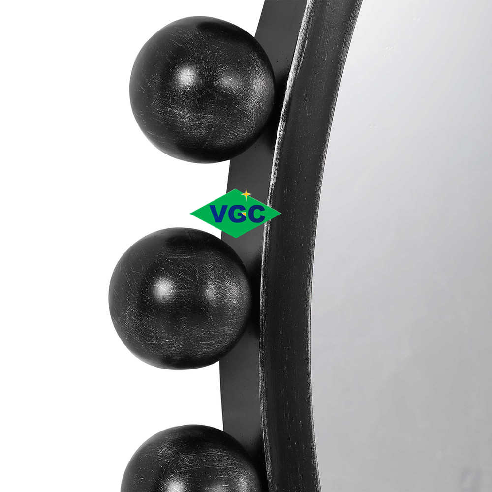 Black Large balls spheres round mirror